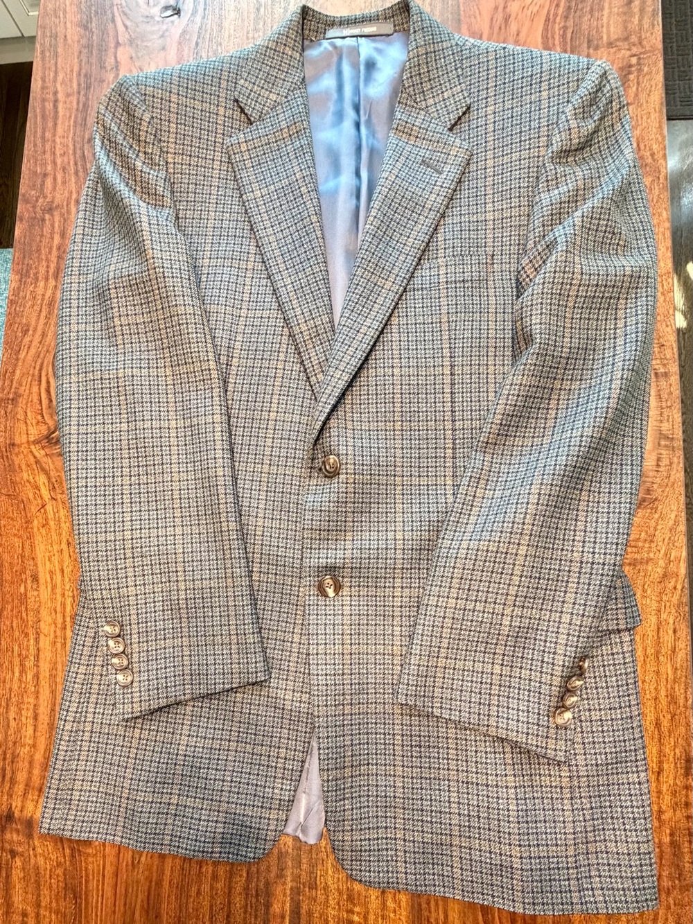 Hickey Freeman Men’s Blue/Multi Plaid Single-Breasted Blazer